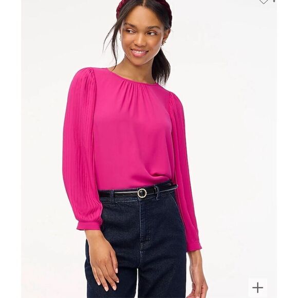 $90 J. Crew Petite pleated-sleeve top size small m5 - Picture 1 of 6